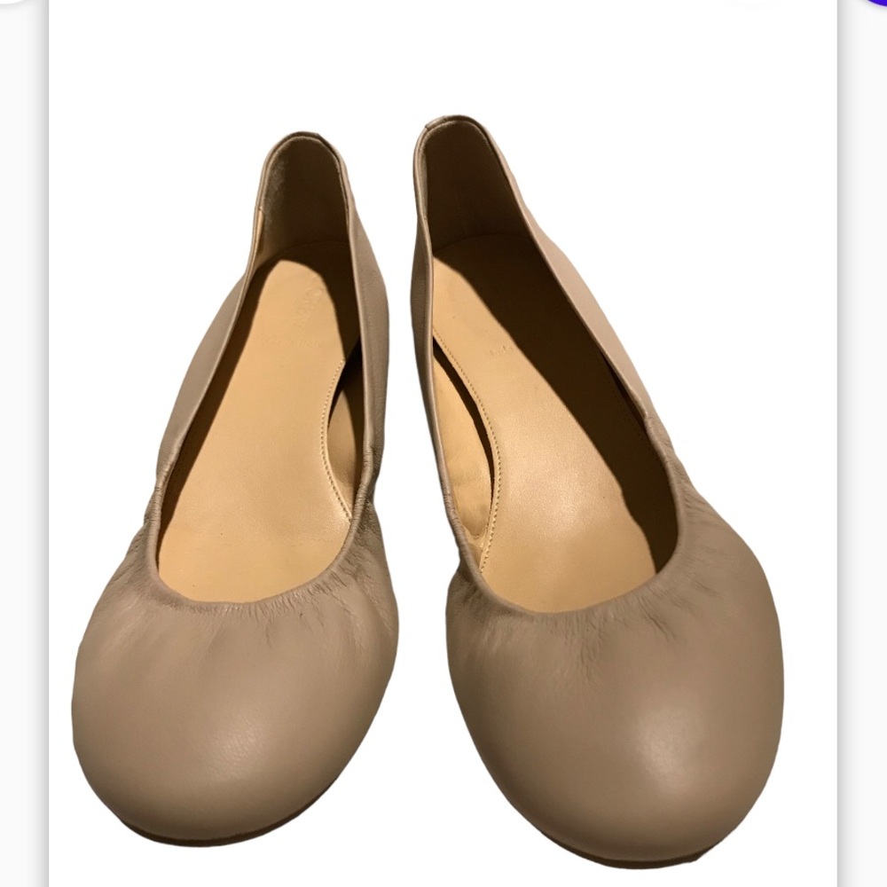 J. CREW Tan Cream Leather Ballet Flats Shoes